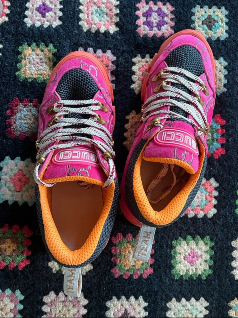 Gucci Pink and Orange Platform Sneakers - Picture 4 of 4